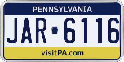 PA license plate JAR6116