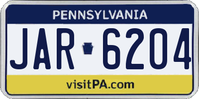 PA license plate JAR6204