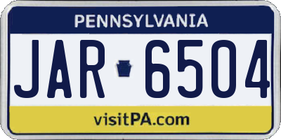 PA license plate JAR6504