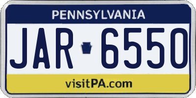 PA license plate JAR6550