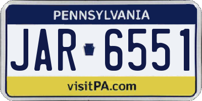 PA license plate JAR6551