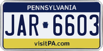 PA license plate JAR6603