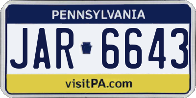 PA license plate JAR6643