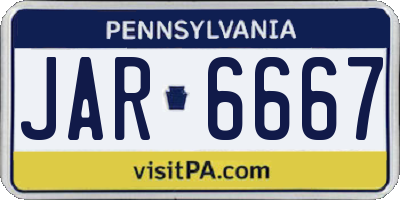 PA license plate JAR6667