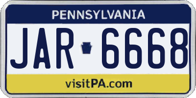 PA license plate JAR6668