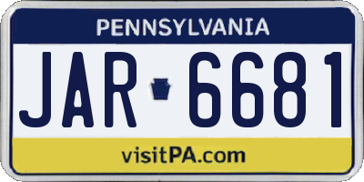 PA license plate JAR6681