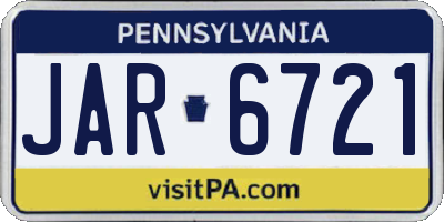 PA license plate JAR6721