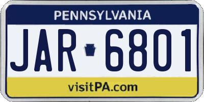 PA license plate JAR6801