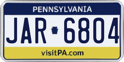 PA license plate JAR6804