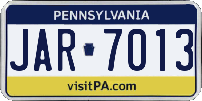PA license plate JAR7013