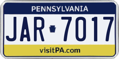 PA license plate JAR7017