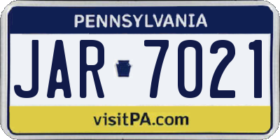 PA license plate JAR7021