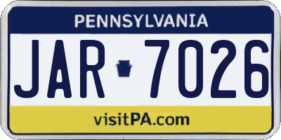 PA license plate JAR7026