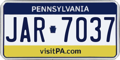 PA license plate JAR7037