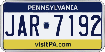 PA license plate JAR7192