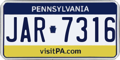 PA license plate JAR7316