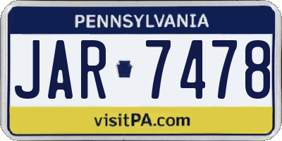 PA license plate JAR7478