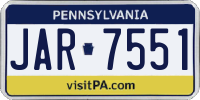PA license plate JAR7551