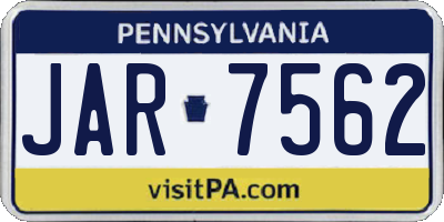 PA license plate JAR7562