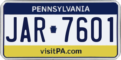 PA license plate JAR7601