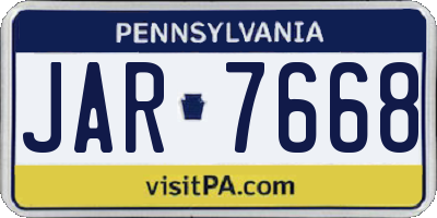 PA license plate JAR7668