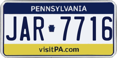PA license plate JAR7716
