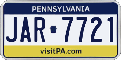 PA license plate JAR7721