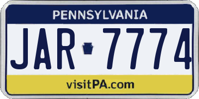 PA license plate JAR7774