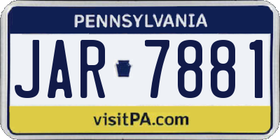 PA license plate JAR7881