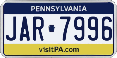 PA license plate JAR7996