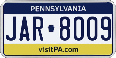 PA license plate JAR8009