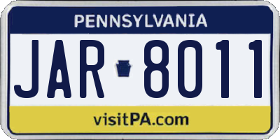 PA license plate JAR8011