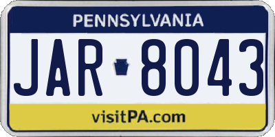 PA license plate JAR8043