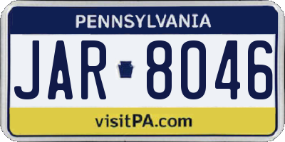 PA license plate JAR8046