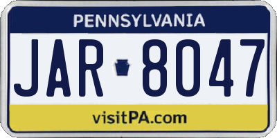 PA license plate JAR8047