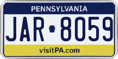 PA license plate JAR8059