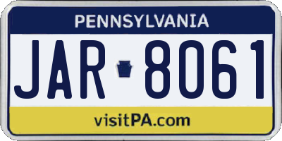 PA license plate JAR8061