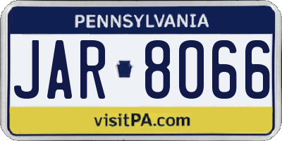 PA license plate JAR8066