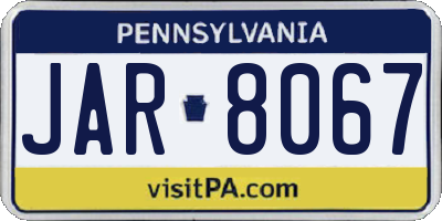 PA license plate JAR8067