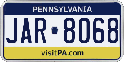 PA license plate JAR8068