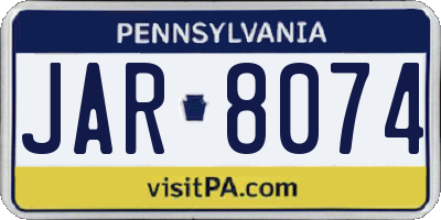 PA license plate JAR8074