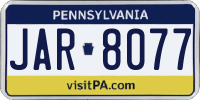 PA license plate JAR8077