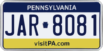 PA license plate JAR8081