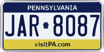 PA license plate JAR8087