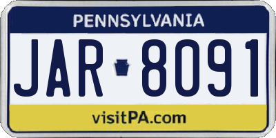 PA license plate JAR8091