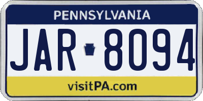 PA license plate JAR8094