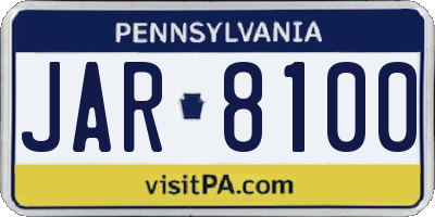 PA license plate JAR8100
