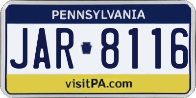PA license plate JAR8116