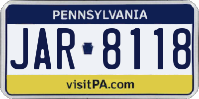 PA license plate JAR8118