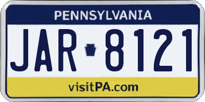 PA license plate JAR8121